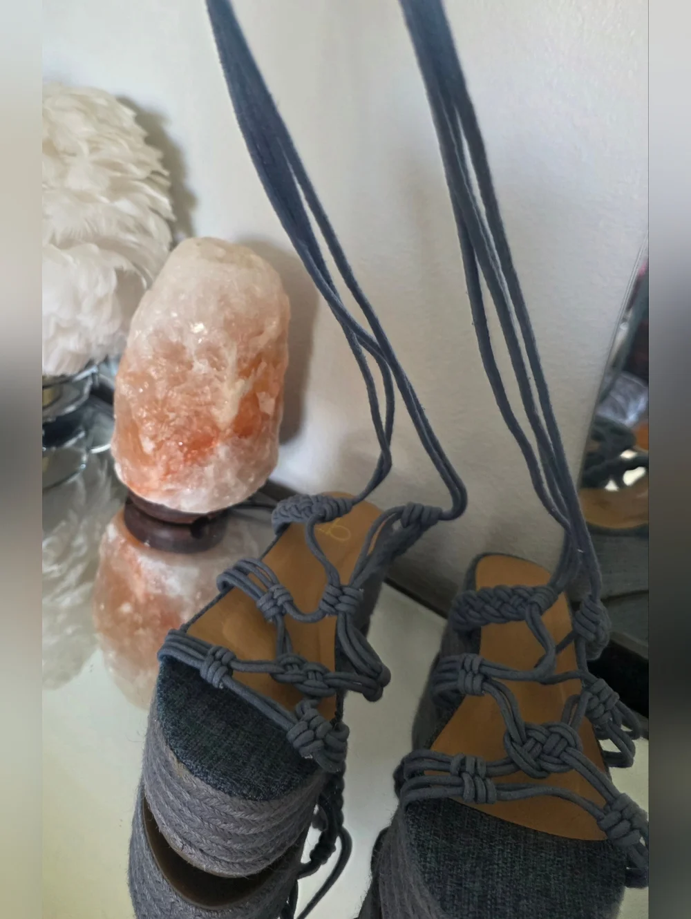 Women’s Blue Knotted Lace-Up Platform Sandals